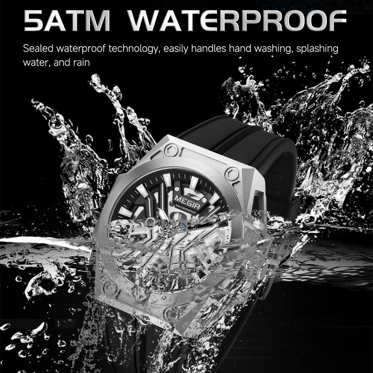 Skeleton Face Mechanical Watch - Stainless Steel Waterproof