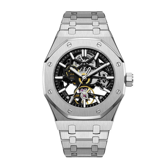 Luxury Automatic Skeleton Men’s Watch – Steel, Luminous, 30M